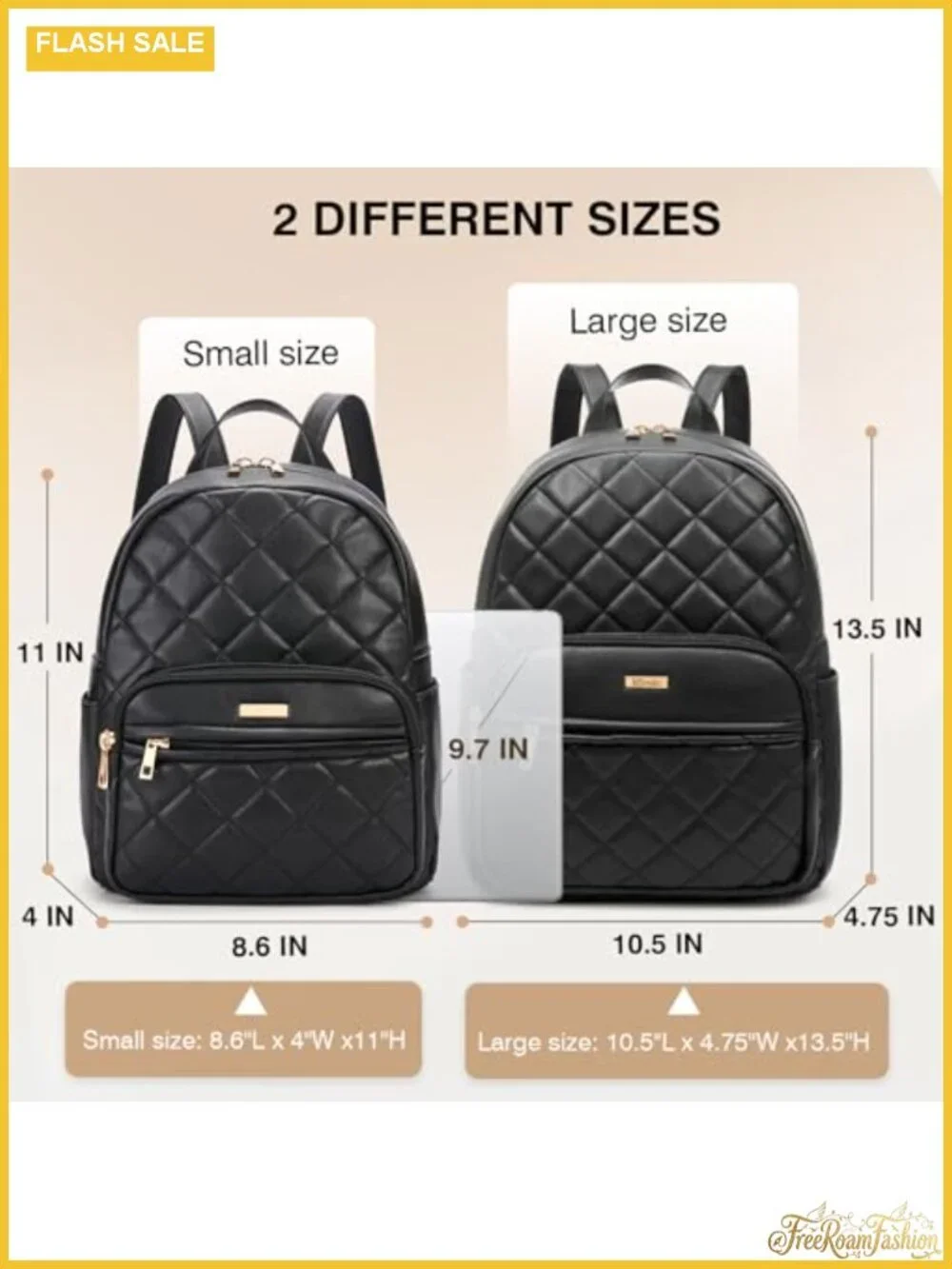 Quilted Vegan Leather Mini Backpack Purse with Gold Hardware